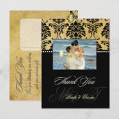 Cartes postales vintage Mariage damassé Merci, (Devant / Derrière)