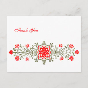 Cartes postales Vintage or rouge Floral Merci pers