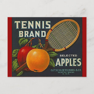 Cartes postales vintage Tennis Brand Apples Rackat