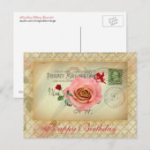 Cartes postales vintages Collage Roses roses et Cu (Devant / Derrière)