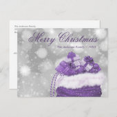 Cartes postales violettes Joyeux Noël (Devant / Derrière)