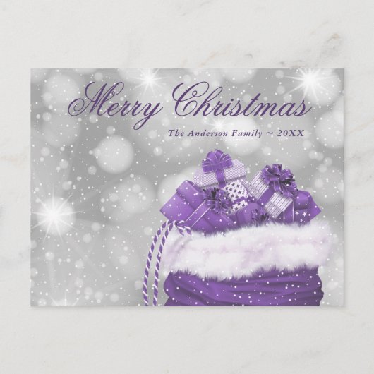 Cartes postales violettes Joyeux Noël (Devant)