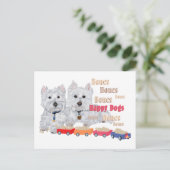Cartes postales Westies avec Train d'Os (Debout devant)