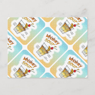CARTES POSTALES - WHISKEY SOUR RECEPE COCKTAIL ART