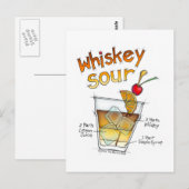 CARTES POSTALES - WHISKEY SOUR RECEPE COCKTAIL ART (Devant / Derrière)