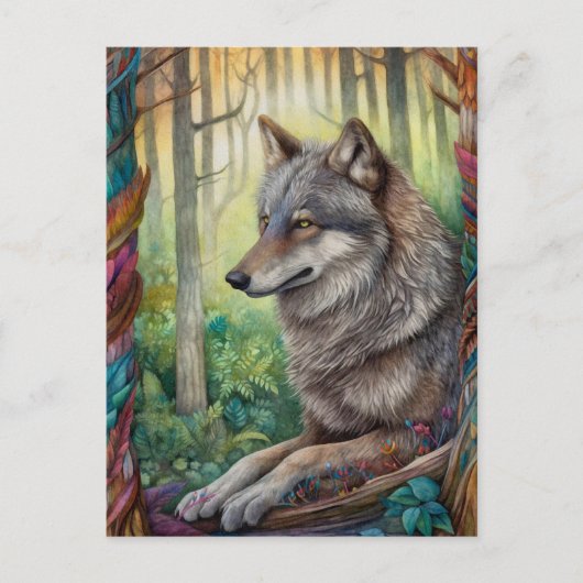 Cartes Postales Wolf In The Forest Art (Devant)
