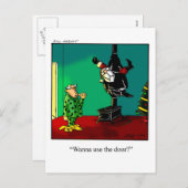 Cartes postales X mas amusantes Père Noël coincé à (Devant / Derrière)