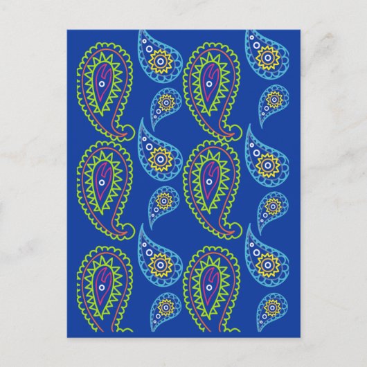 CARTES POSTCARDS Electric Blue Paisley pour les él (Devant)
