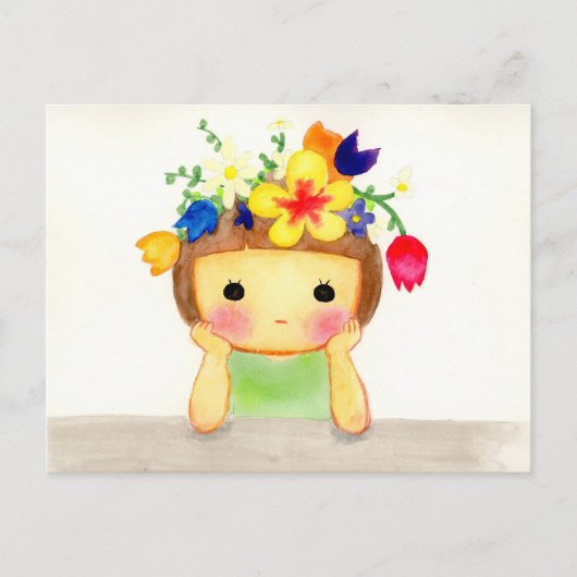 CARTES POUR FÊTES ANNUELLES あたまお花畑 (Devant)