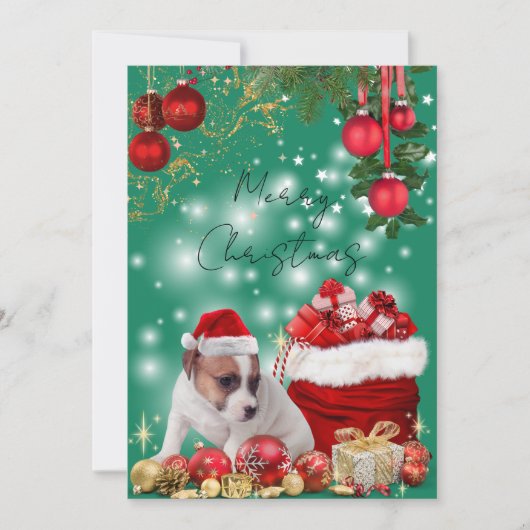 CARTES POUR FÊTES ANNUELLES かわいいジャックラッセルテリアのメリークリスマス♡ (Devant)