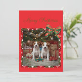 CARTES POUR FÊTES ANNUELLES かわいいジャックラッセルテリアの子犬たちとクリスマス♡ (Debout devant)