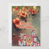 CARTES POUR FÊTES ANNUELLES かわいい犬のクリスマスカード♡ (Devant)