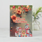 CARTES POUR FÊTES ANNUELLES かわいい犬のクリスマスカード♡ (Debout devant)