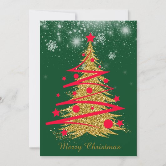 CARTES POUR FÊTES ANNUELLES グリーンエレガントなクリスマスカード♡ (Devant)