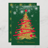 CARTES POUR FÊTES ANNUELLES グリーンエレガントなクリスマスカード♡ (Devant / Derrière)