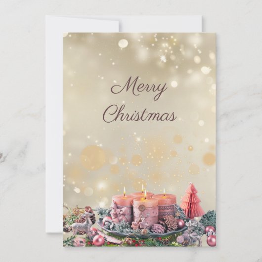 CARTES POUR FÊTES ANNUELLES ゴージャス ゴールド×ピンクのクリスマスカード♡ (Devant)