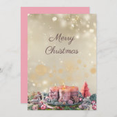 CARTES POUR FÊTES ANNUELLES ゴージャス ゴールド×ピンクのクリスマスカード♡ (Devant / Derrière)