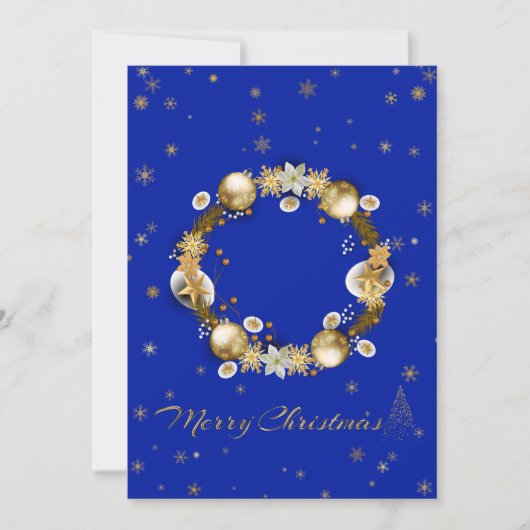 CARTES POUR FÊTES ANNUELLES ブルーエレガントなクリスマスカード♡  (Devant)