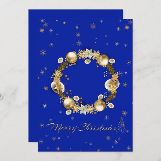 CARTES POUR FÊTES ANNUELLES ブルーエレガントなクリスマスカード♡  (Devant / Derrière)