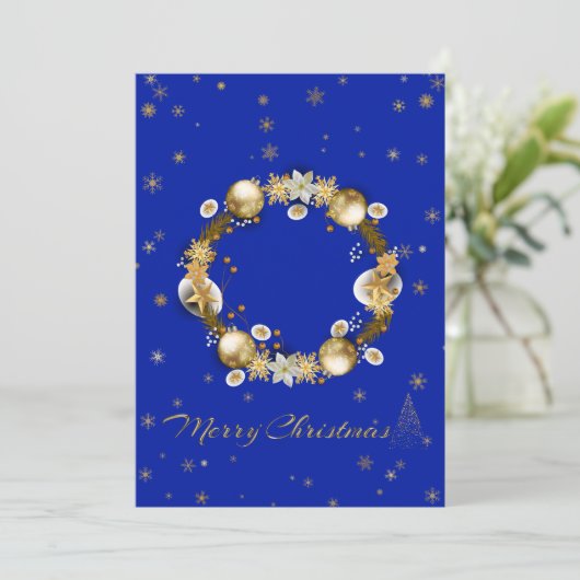 CARTES POUR FÊTES ANNUELLES ブルーエレガントなクリスマスカード♡  (Debout devant)