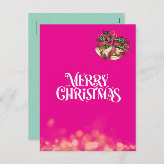 CARTES POUR FÊTES ANNUELLES ホットピンク煌めくクリスマスカード♡ (Devant / Derrière)