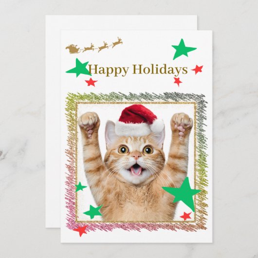 CARTES POUR FÊTES ANNUELLES 可愛いねこのクリスマスカード♡  (Devant / Derrière)