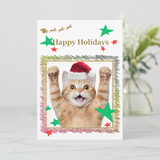 CARTES POUR FÊTES ANNUELLES 可愛いねこのクリスマスカード♡  (Debout devant)