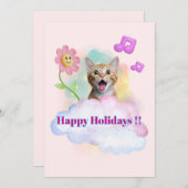 Cartes Pour Fêtes Annuelles 可愛い『Happy Holidays』おしゃべりねこ♡ (Devant / Derrière)