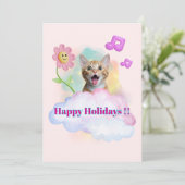 Cartes Pour Fêtes Annuelles 可愛い『Happy Holidays』おしゃべりねこ♡ (Debout devant)