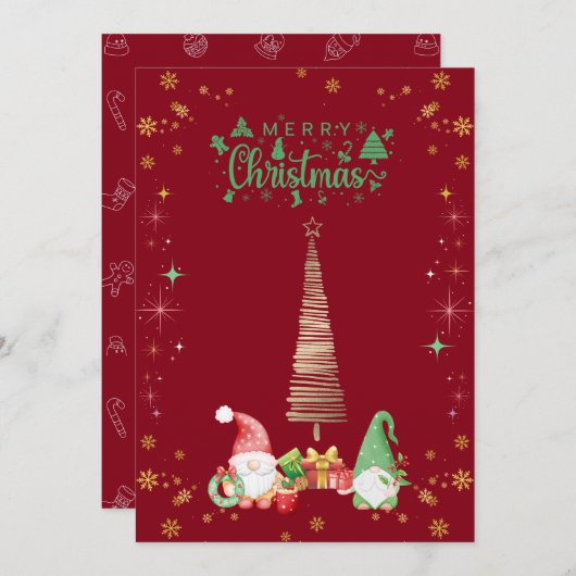 CARTES POUR FÊTES ANNUELLES 赤色かわいいサンタさんクリスマスカード♡  (Devant / Derrière)