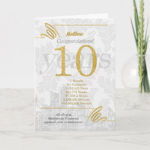 Cartes Pour Fêtes Annuelles 10 ans Anniversaire de l'employé Élégance de l'ent