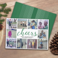 10 Photo Collage Cheers with Green Stripe Pattern