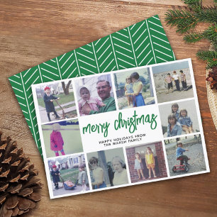 Cartes Pour Fêtes Annuelles 10 Photo Collage - Joyeux Noël Motif Vert