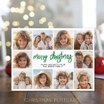 Cartes Pour Fêtes Annuelles 10 Photo Collage - Joyeux Noël vert<br><div class="desc">Utilisez 10 photos carrés et faites un accueil unique et branché Joyeux Noël avec un script rustique moderne sur le devant. Une façon fantastique d'afficher un tas de photos de l'année passée. Si vous avez besoin de déplacer quelque chose,  cliquez sur le bouton personnaliser pour apporter des modifications.</div>