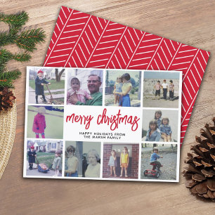 Cartes Pour Fêtes Annuelles 10 Photo Collage - Motif Rouge Joyeux Noël
