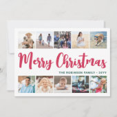 Cartes Pour Fêtes Annuelles 10 Photo Collage Script Joyeux Noël moderne (Devant)