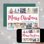 Cartes Pour Fêtes Annuelles 10 Photo Collage Script Joyeux Noël moderne<br><div class="desc">Envoyez des voeux joyeux et partagez 10 de vos photos préférées avec un collage photo personnalisé festif Joyeuse carte de Noël. Tout le texte sur ce modèle est simple à personnaliser avec n'importe quel libellé, comme Joyeux Fêtes ou Joyeuses Fêtes. Le design rouge et vert pâle de canneberge présente une...</div>