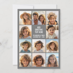 Cartes Pour Fêtes Annuelles 11 Collage de photos - Texte Moderne Gris Blanc