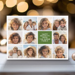 Cartes Pour Fêtes Annuelles 11 Photo Collage - Joyeux Noël Retro Stripes<br><div class="desc">Motif à bande profonde vert et rouge rétro - Utilisez 11 photos de carré et faites un accueil unique et branché Joyeux Noël avec une police simple sur le devant et un motif d'art festif sur le dos. Si vous avez besoin de déplacer quelque chose, cliquez sur le bouton personnaliser...</div>