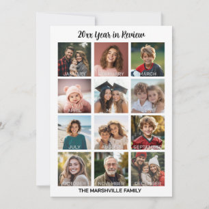Cartes Pour Fêtes Annuelles 12 Collage de photos avec Bilan de l'année