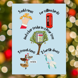 Cartes Pour Fêtes Annuelles 12 jour de Noël drôle de jeu de dessin animé