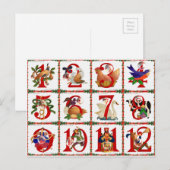 Cartes Pour Fêtes Annuelles 12 jours de cadeaux d'impression d'édredon de Noël (Devant / Derrière)