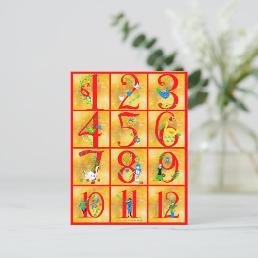 Cartes Pour Fêtes Annuelles 12 Jours de Noël Chanson Folk numéros d'art (Debout devant)