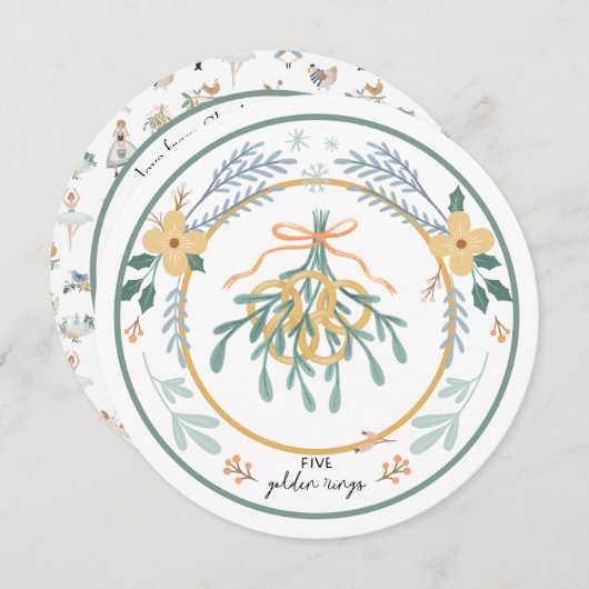 Cartes Pour Fêtes Annuelles 12 Jours de Noël Cinq (Devant / Derrière)