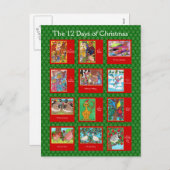 Cartes Pour Fêtes Annuelles 12 Jours de Noël de mignons animaux (Devant / Derrière)
