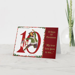 Cartes Pour Fêtes Annuelles 12 jours de Noël Dix seigneurs A Leaping