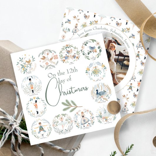 Cartes Pour Fêtes Annuelles 12 Jours de Noël Élégant