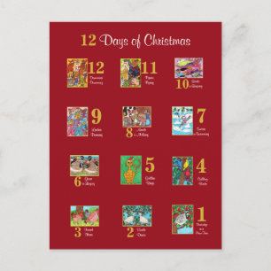 Cartes Pour Fêtes Annuelles 12 Jours de Noël Mignonne Typographie Animale Pers