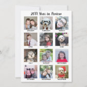 Cartes Pour Fêtes Annuelles 12 Photo Collage Année en révision - Ajouter le no (Devant)