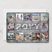 Cartes Pour Fêtes Annuelles 12 Photo Collage & Captions What a Year Pine Wood (Devant)